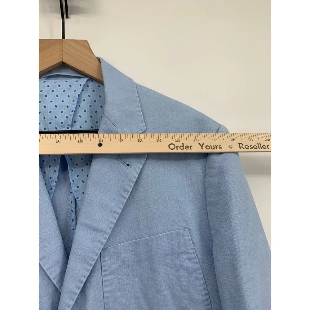 Peter Millar Blazer Mens Medium Blue Linen Cotton Unstructured Sport Coat Summer